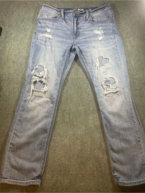 BKE Jake Men's Light Blue Distressed Straight Jeans‎